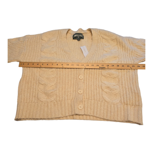 American Eagle Sweater Cardigan Womens Size Small Beige Wool Blend Cozy Layering - Picture 8 of 10
